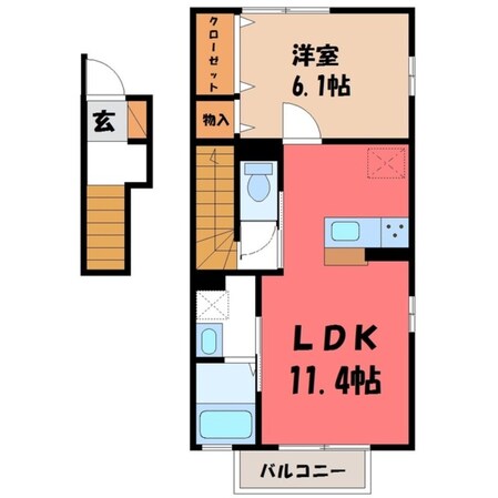 ミル フルール Kの物件間取画像